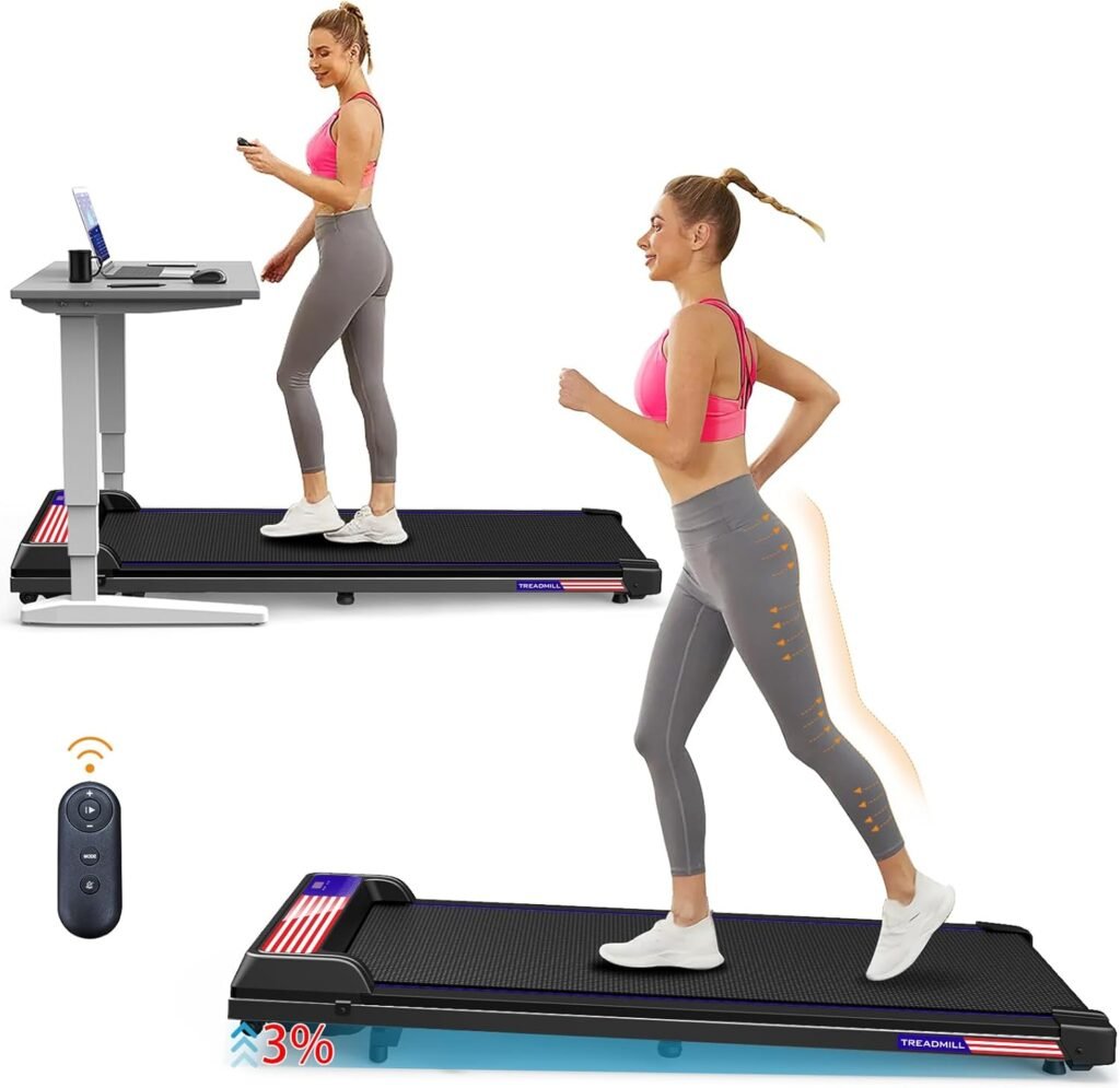 3 in 1 Treadmill, Portable Under Desk Walking Pad with Incline for Home/Office, Remote Control, LED Display