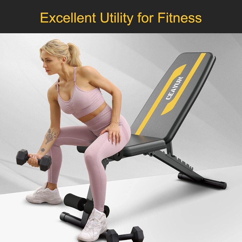 Adjustable Weight Bench Press, Foldable Workout Bench for Full Body, Incline Decline Utility Exercise Bench, Strength Training Benches for Home Gym