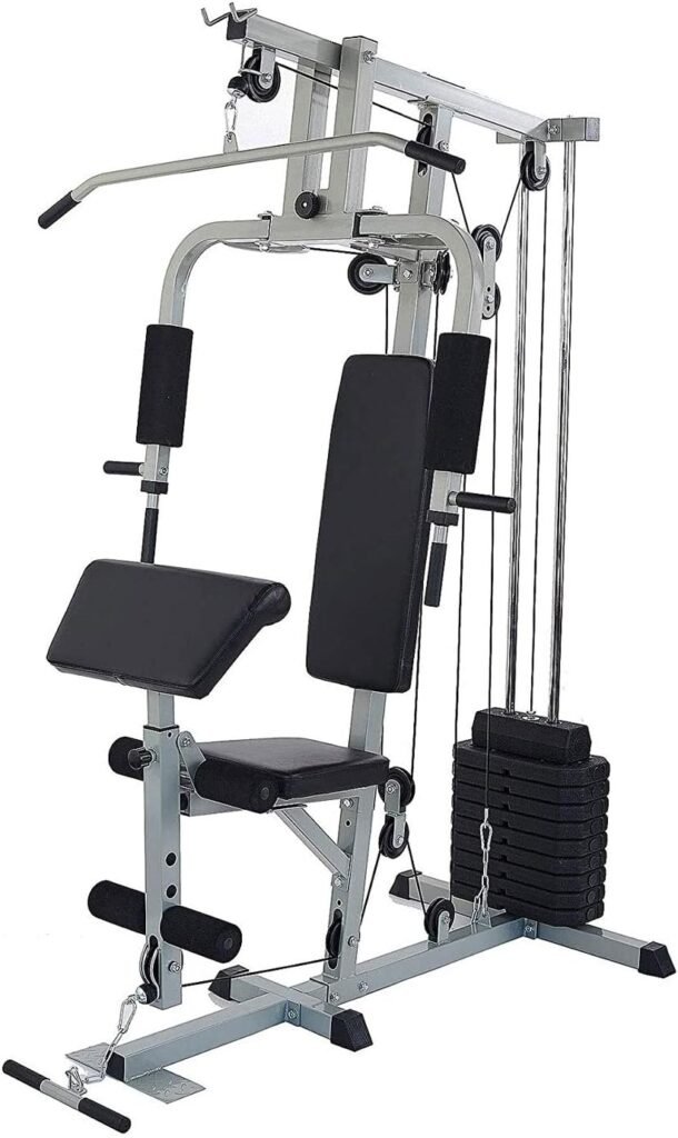 BalanceFrom Multifunctional Home Gym System Workout Station with Leg Extension and Preacher Curl, 122.5LB Weight Stack, Multiple Models