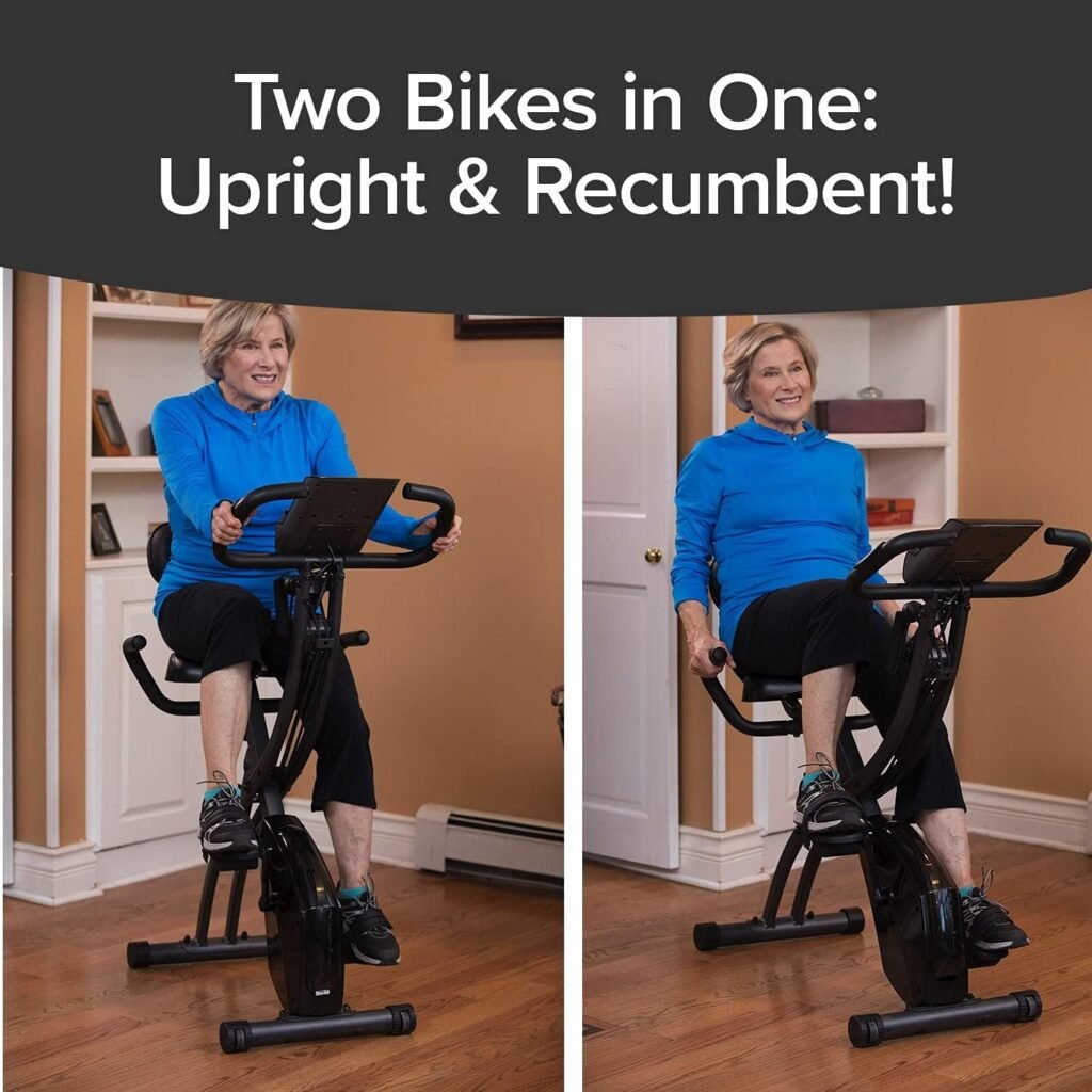 BulbHead As Seen On TV Slim Cycle Stationary Bike, Most Comfortable Exercise Machine, Thick, Extra-Wide Seat  Back Support Cushion, Recline or Upright Position, Twice The Results in Half The Time