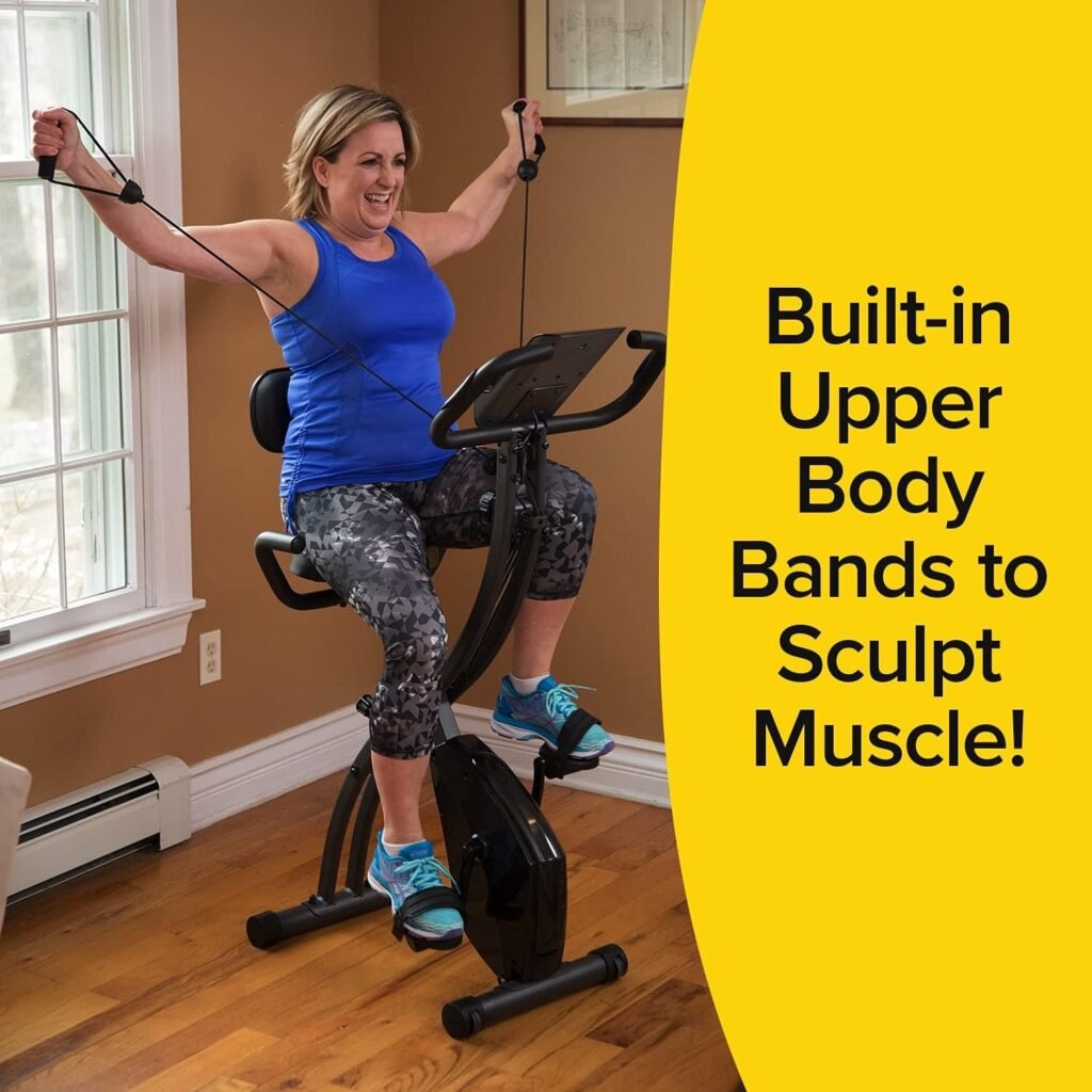 BulbHead As Seen On TV Slim Cycle Stationary Bike, Most Comfortable Exercise Machine, Thick, Extra-Wide Seat  Back Support Cushion, Recline or Upright Position, Twice The Results in Half The Time