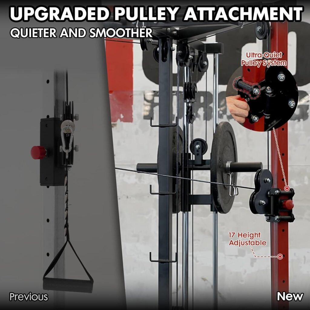 Cable Crossover Machine, Functional Trainer with 17 Adjustable Positions, Home Gym Equipment with Pulley System, Cable Fly Machine and LAT Pulldown System Home Gym