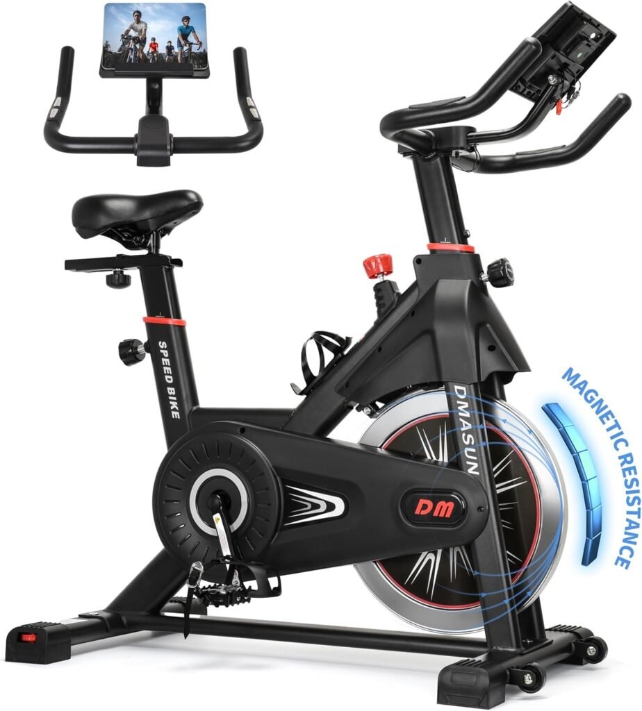 DMASUN Exercise Bike, Indoor Cycling Bike Stationary, Cycle Bike with Comfortable Seat Cushion, Digital Display with Pulse