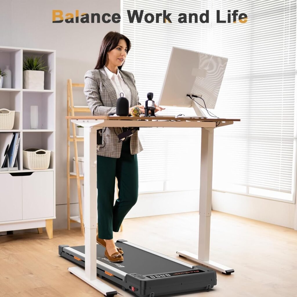 Elseluck Walking Pad, Under Desk Treadmill for Home Office, 2 in 1 Portable Walking Treadmill with Remote Control, Walking Jogging Machine in LED Display