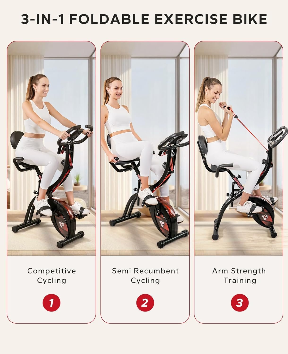 HAPBEAR Folding Exercise Bike Magnetic Foldable Stationary Bike Review