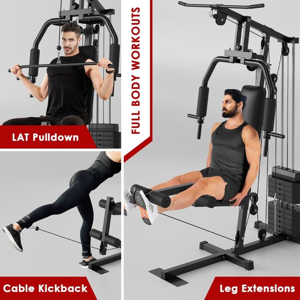 Home Gym, Multifunctional Home Gym System, Home Gym Station with 100LBS Weight Stack, All in One Workout Machine for Full Body Strength Training