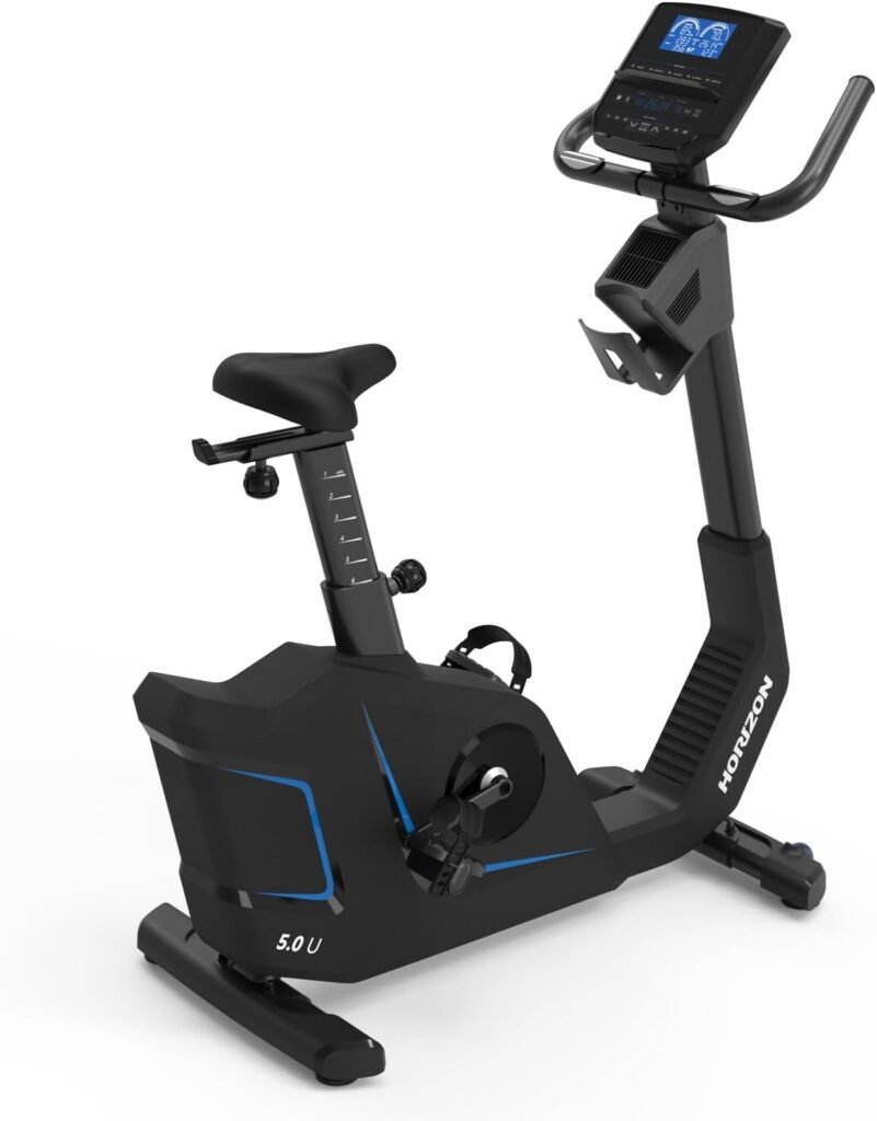 Horizon Fitness 5.0U Upright Bike, Fitness  Cardio, Magnetic Resistance Cycle with Bluetooth, Padded Seat, Step-through Frame, and 300lb Weight Capacity