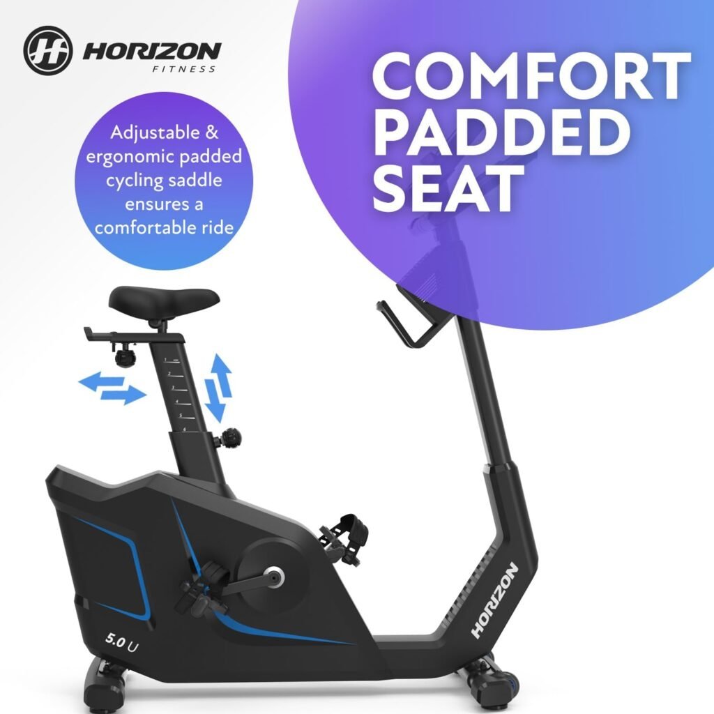 Horizon Fitness 5.0U Upright Bike, Fitness  Cardio, Magnetic Resistance Cycle with Bluetooth, Padded Seat, Step-through Frame, and 300lb Weight Capacity