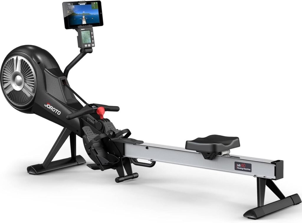 JOROTO Rowing Machine - Air  Magnetic Resistance Rowing Machines for Home Use, Commercial Grade Foldable Rower Machine with Bluetooth  Smart Backlit Monitor - 350LBS Load