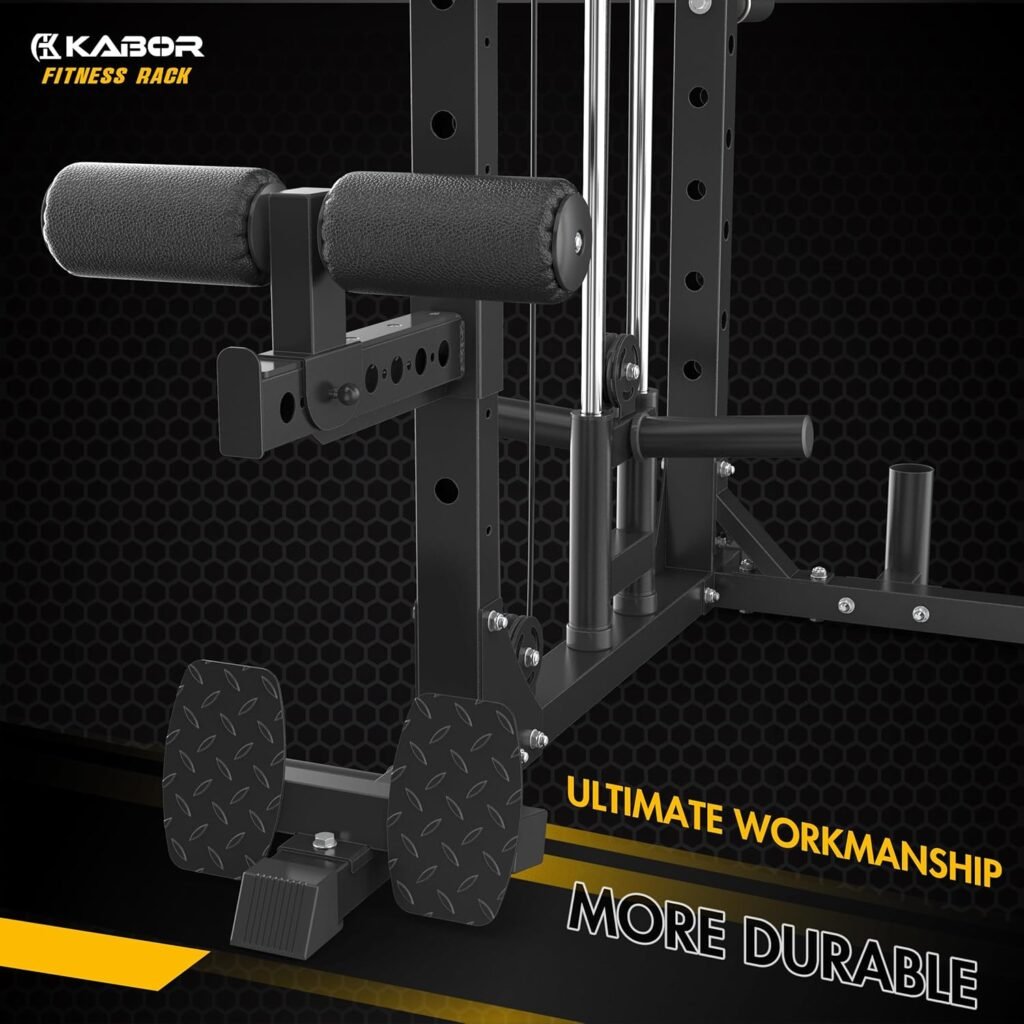 KABOR Power Cage, 1800lbs Multi-Functional Power Rack with Dual Pulley System and Leg Holder, TL100 Squat Rack Home Gym Fitness