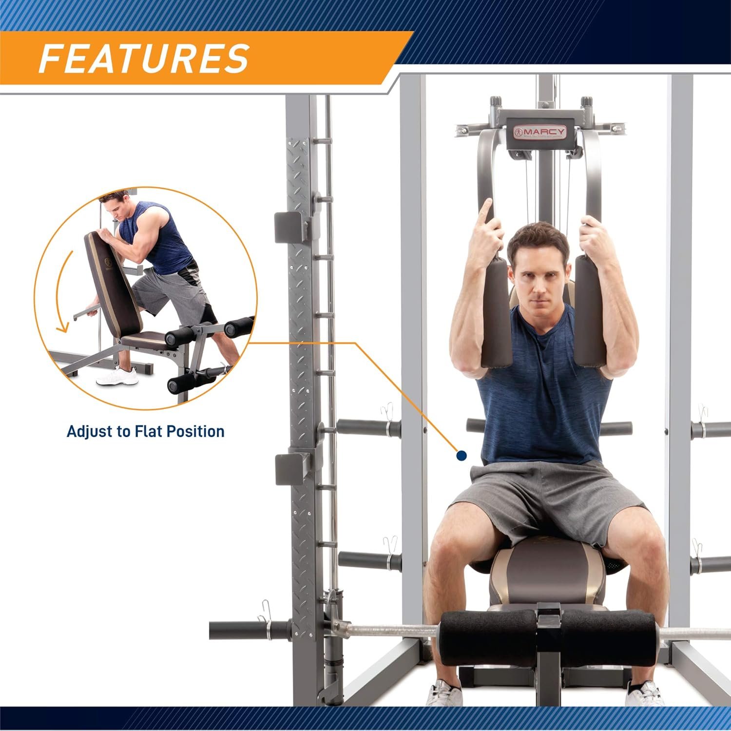 Marcy Combo Home Gym Equipment, Gray/Brown