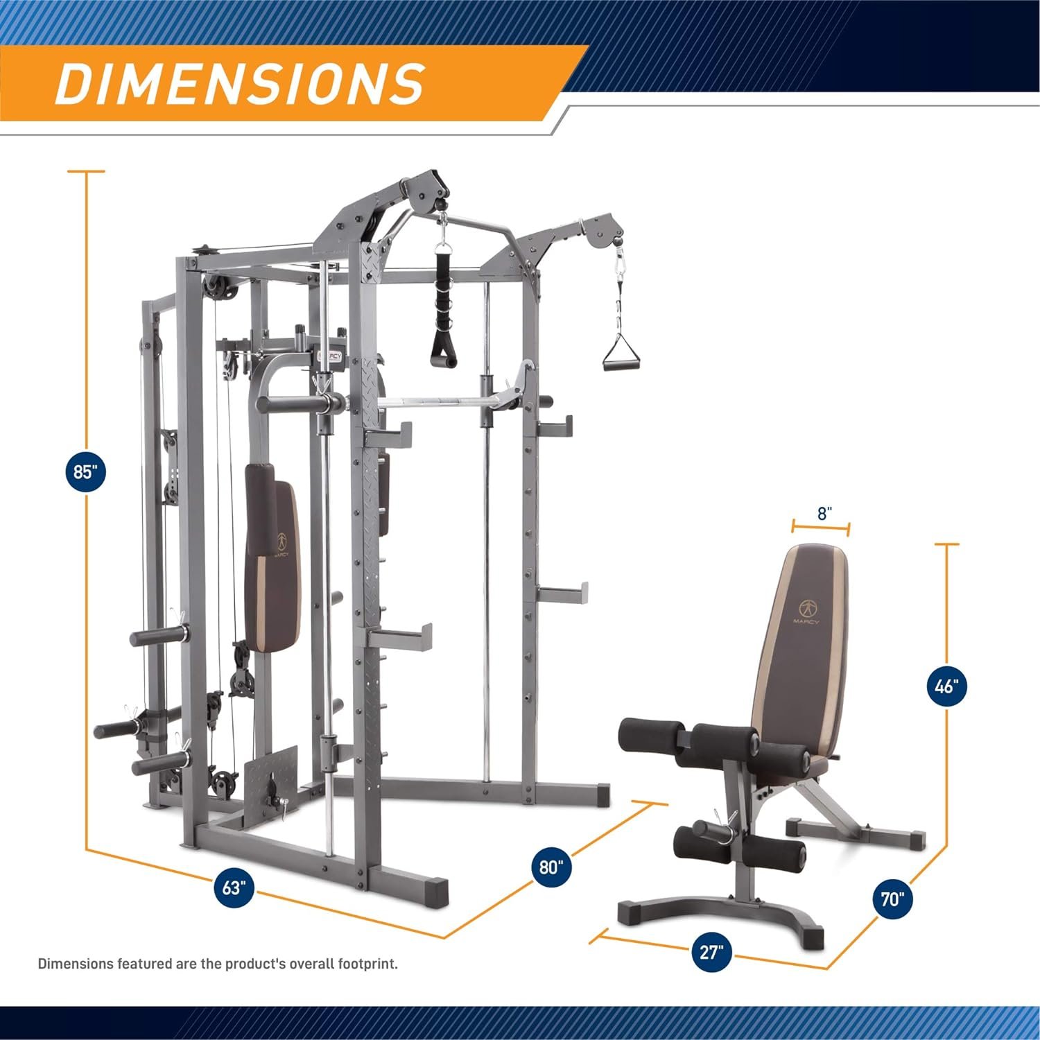 Marcy Combo Home Gym Equipment, Gray/Brown
