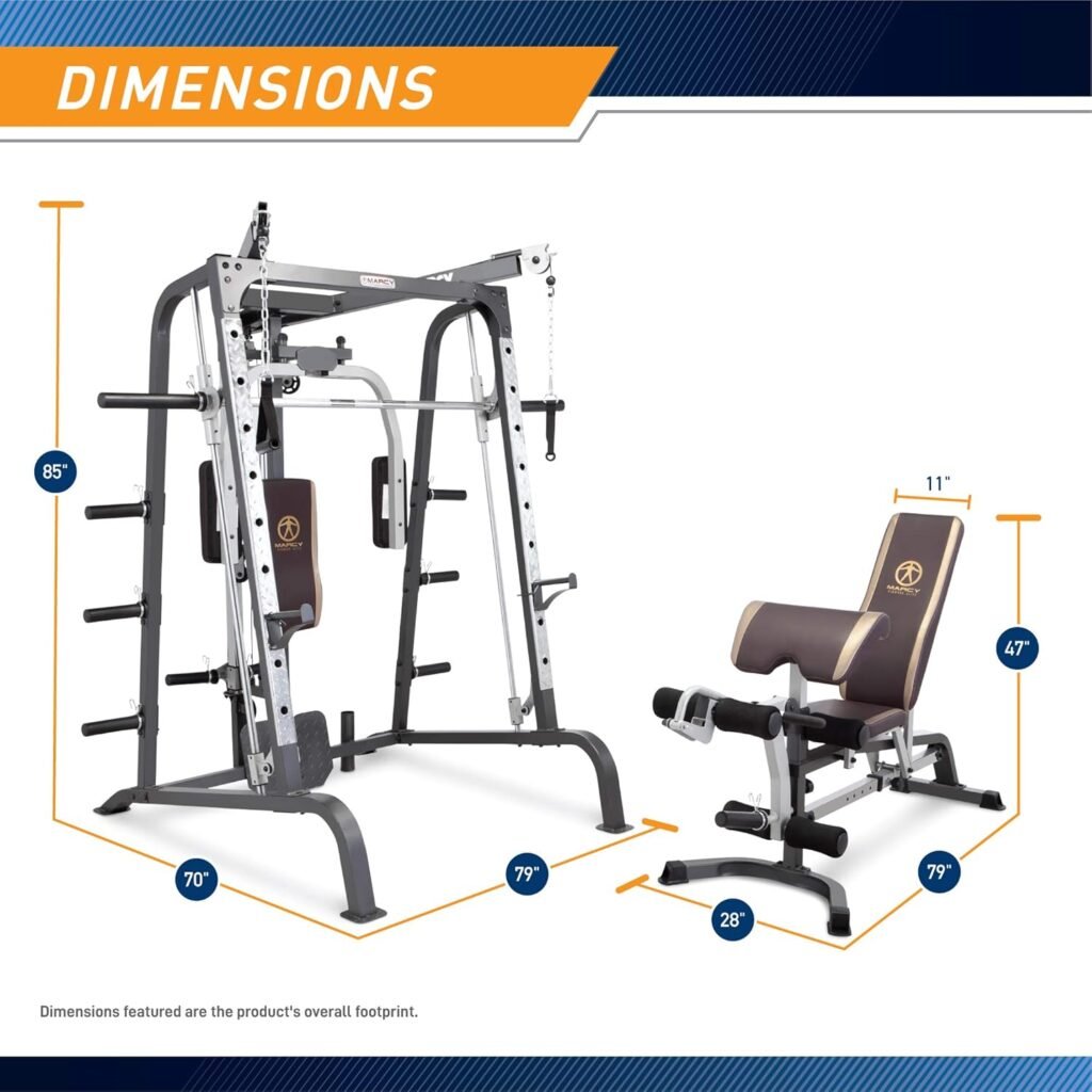 MARCY Pro Smith Cage Workout Machine Full Body Training Home Gym Equipment System with Leg Developer, Press Bar, PEC Deck, and Squat Rack