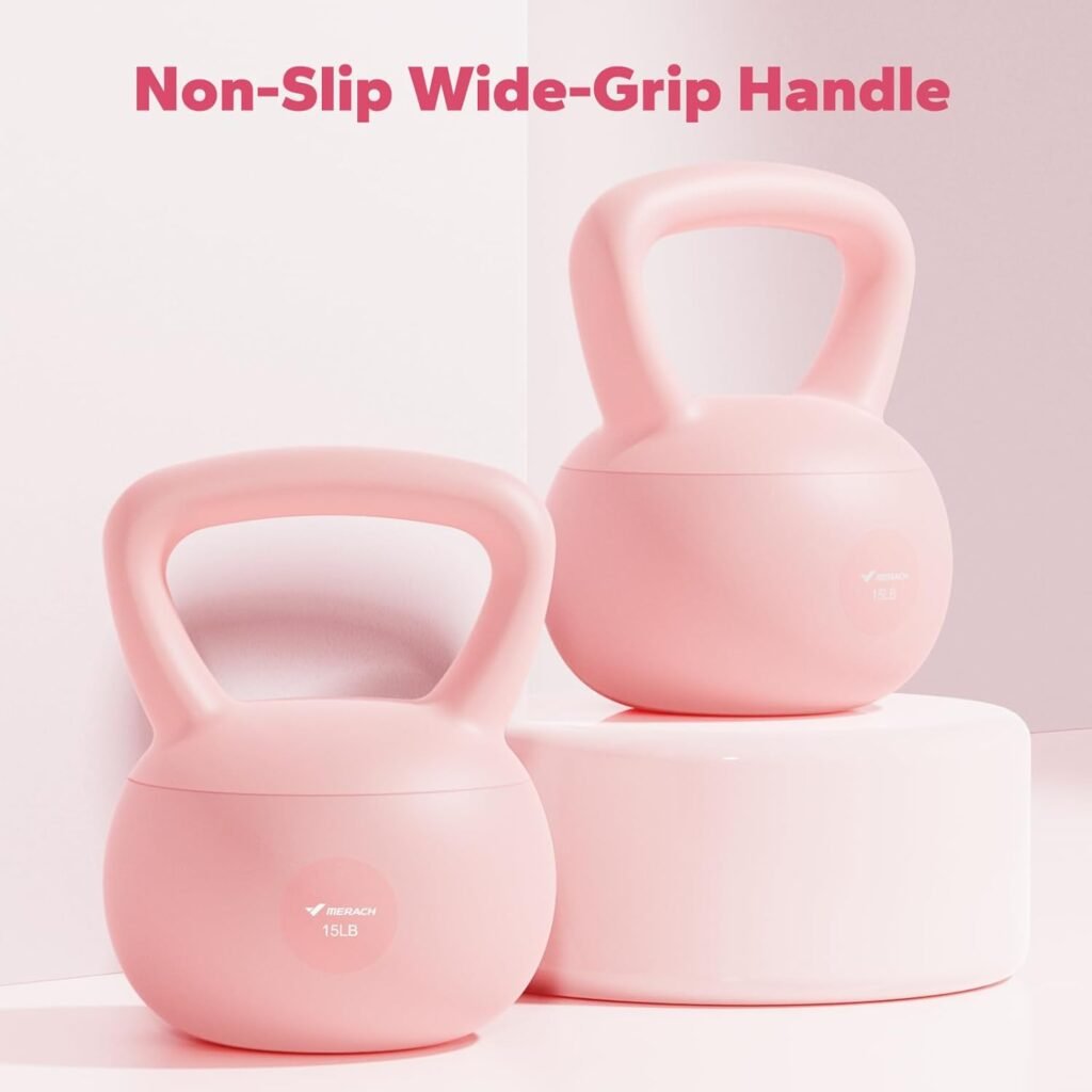 MERACH Soft Kettlebell, Non-Slip Wide-Grip Handle, Soft Cushioned Horizontal Base, Filled with Fine Mineral Sand, Premium Kettle Bell for Safe Strength Training