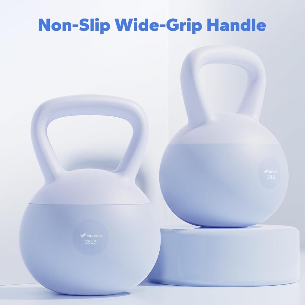 MERACH Soft Kettlebell, Non-Slip Wide-Grip Handle, Soft Cushioned Horizontal Base, Filled with Fine Mineral Sand, Premium Kettle Bell for Safe Strength Training