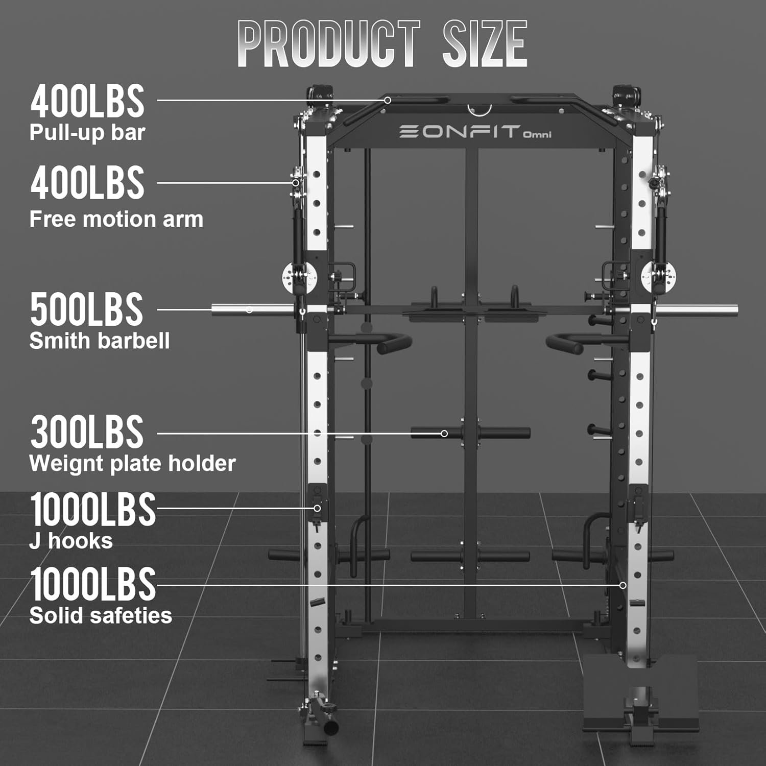 Multi-Functional Machine Home Gym, All-in-One Power Cage Squat Rack with 360°Adjustable Cable Crossover Machine, Two LAT Pull-Down Systems, Training Equipment with More Attachments