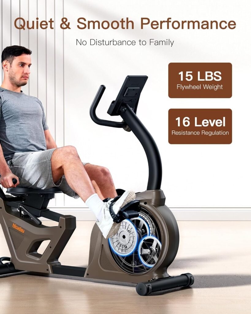 Niceday Recumbent Exercise Bike  Elliptical Machine, 16 Resistance Levels and 400LB Weight Limit