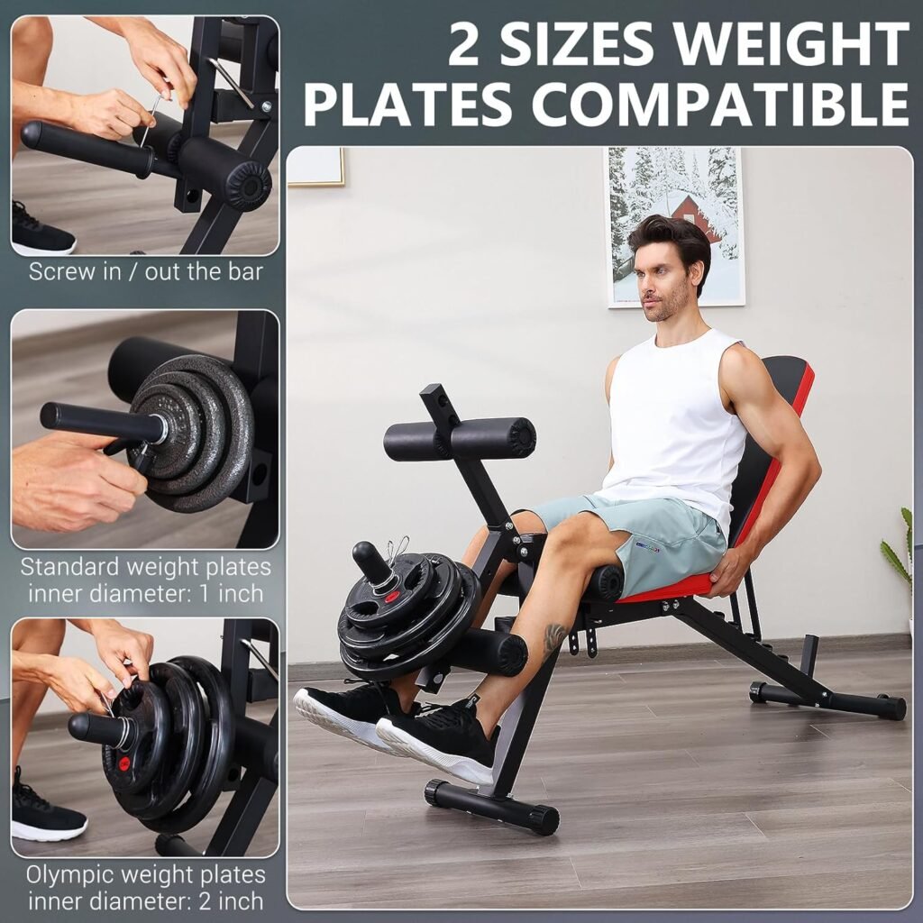 OPPSDECOR 800LBS Adjustable Weight Bench, Multifunctional Bench Press Set, Workout Bench w/Preacher Curl Pad  Leg Developer, Flat Incline Decline Strength Training Weight Bench for Full Body Workout