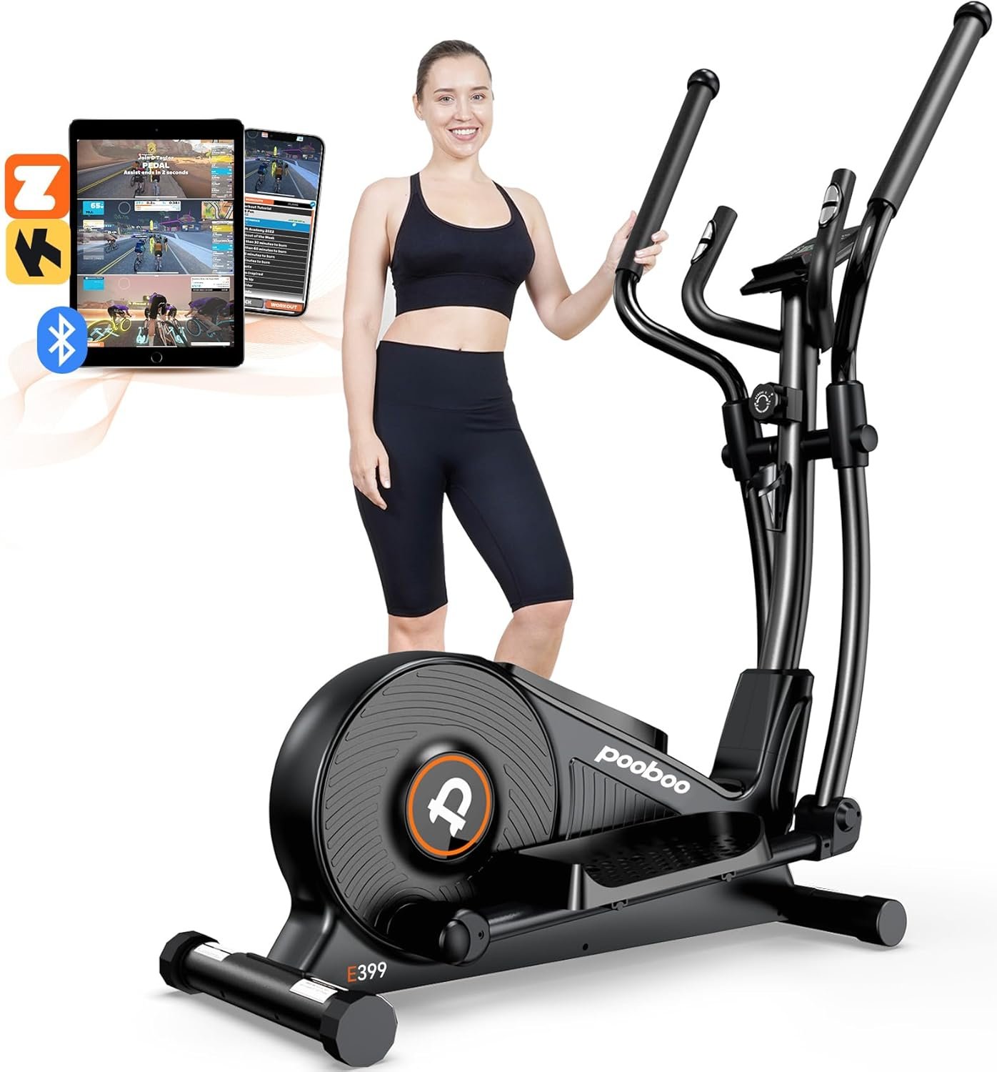 pooboo Elliptical Machine, Elliptical Exercise Machine with 16-Level ResistanceHyper-Quiet Magnetic Driving System, Elliptical Machine for home with LCD Monitor15.5IN Stride, 400LBS Weight Capacity