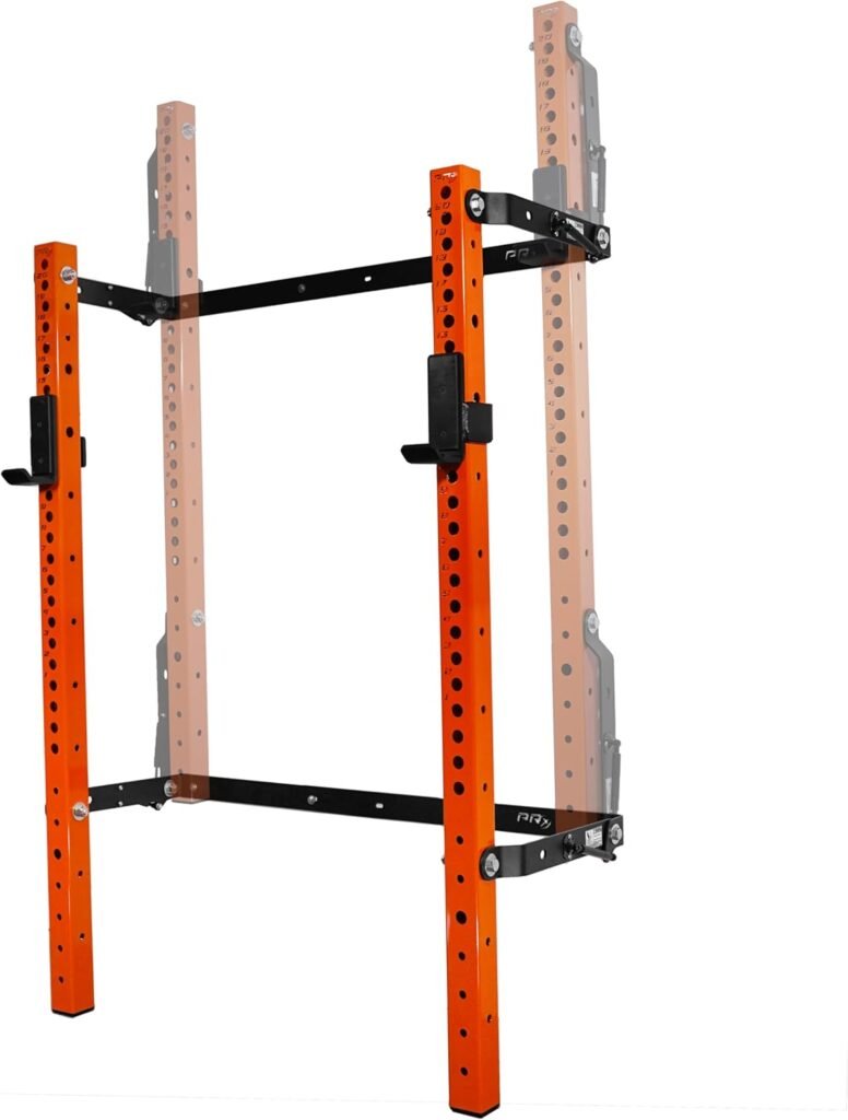 PRx Performance Profile PRO 73 Folding Squat Rack, Wall Mounted Home Gym System, 3x3 Uprights, 10 Color Powder Coat Options, Bench Press Stand with J-Hooks