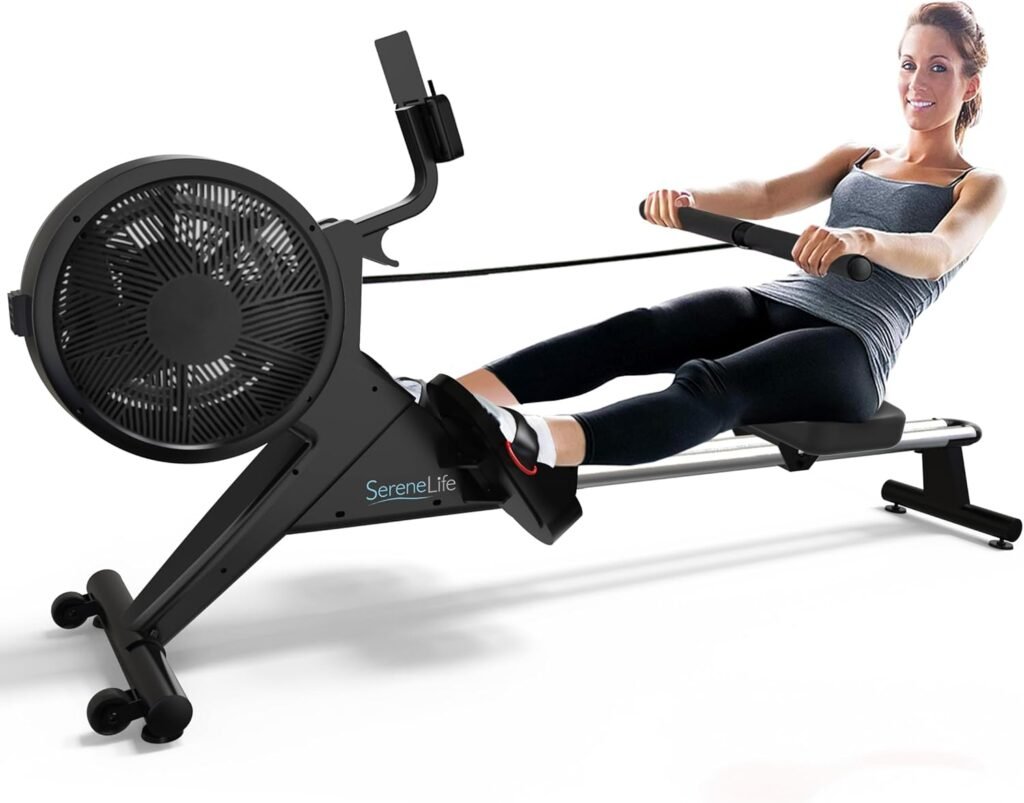 SereneLife Smart Rowing Machine-Home Machine with Smartphone Fitness Monitoring App, Magnetic Row Machine for Gym or Home Use, 16 Levels Resistance