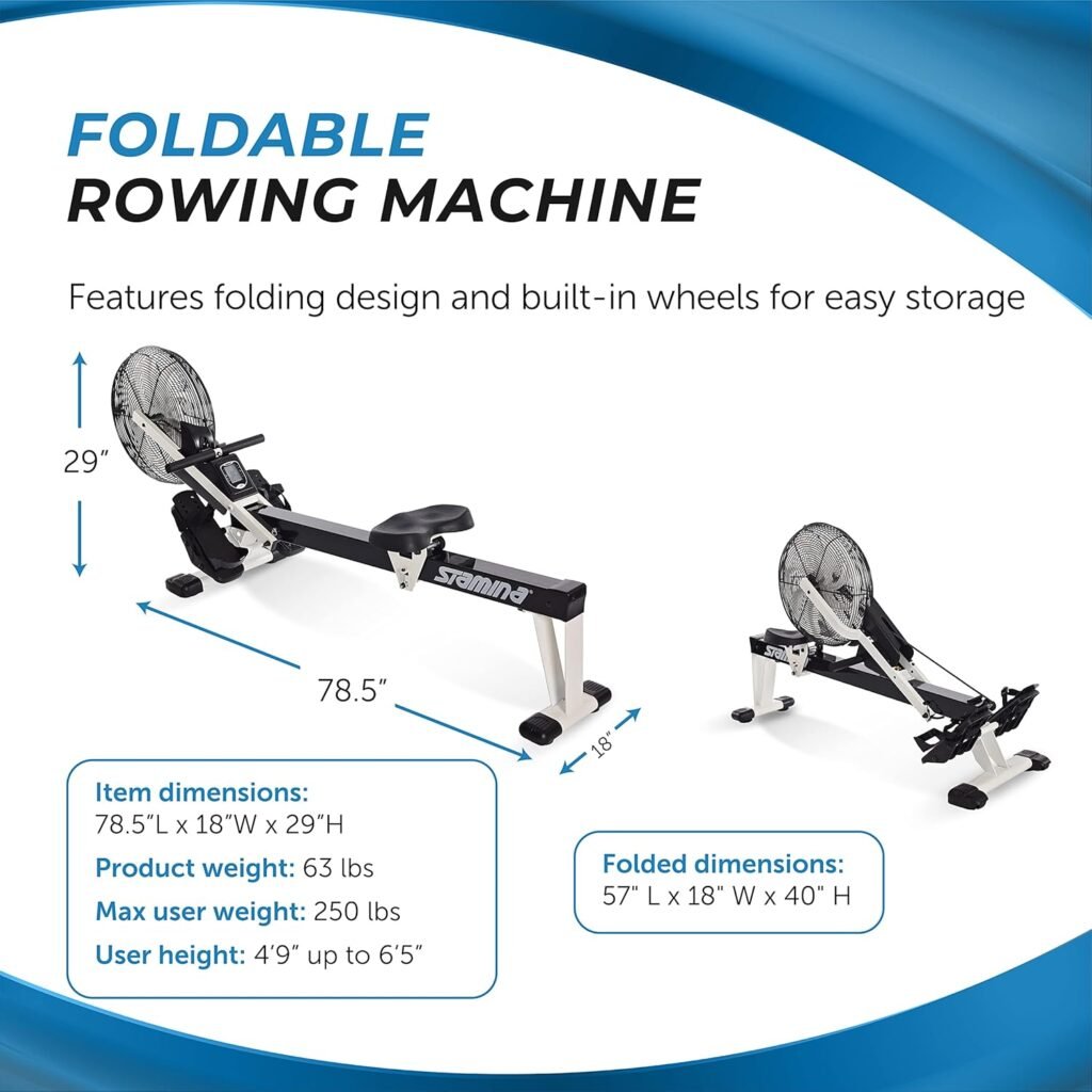Stamina Air Rower Fitness Rowing Machine, Black