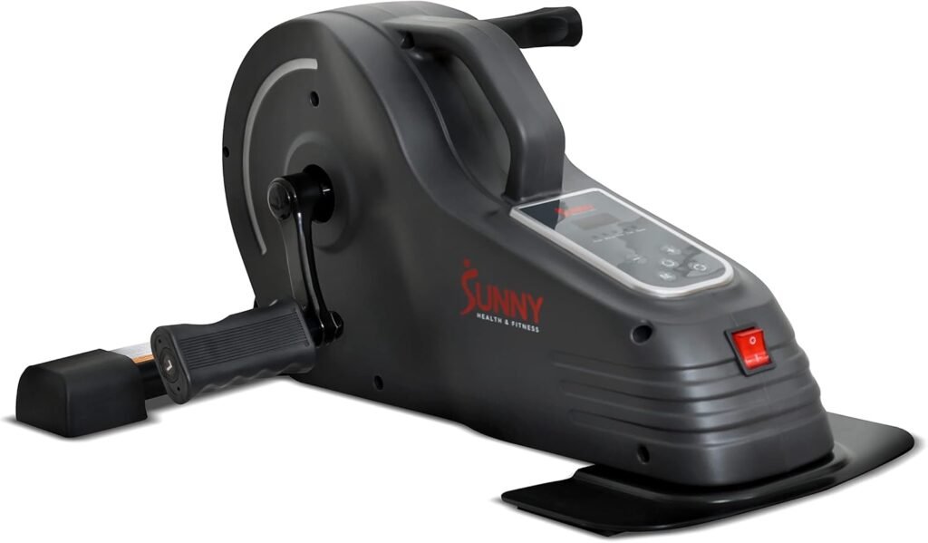 Sunny Health  Fitness Dual Function Under Desk Pedal Exerciser, Portable Indoor Cardio Mini Bike in Home/Office, Arm/Leg Cycle for Seniors, Optional Magnetic, motorized  SunnyFit App Bluetooth Link