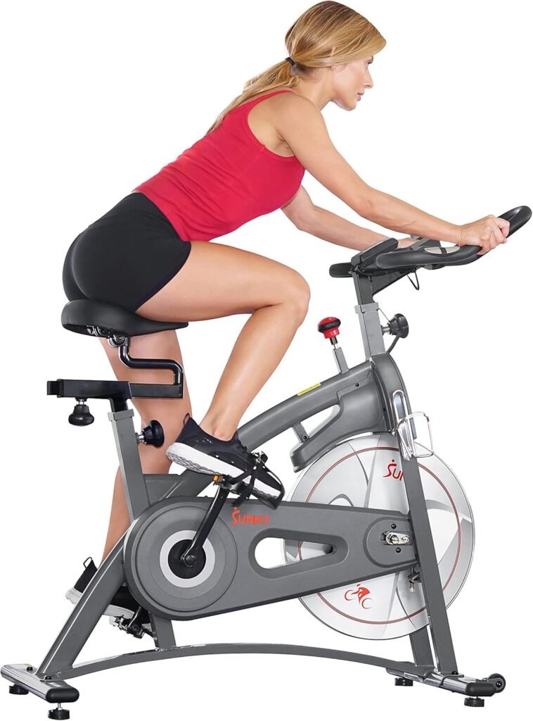 Sunny Health  Fitness Endurance Premium Magnetic Resistance Interactive Indoor Cycling Exercise Bike, Comfortable  Adjustable Seat, Optional Exclusive SunnyFit App Enhanced Bluetooth Connectivity
