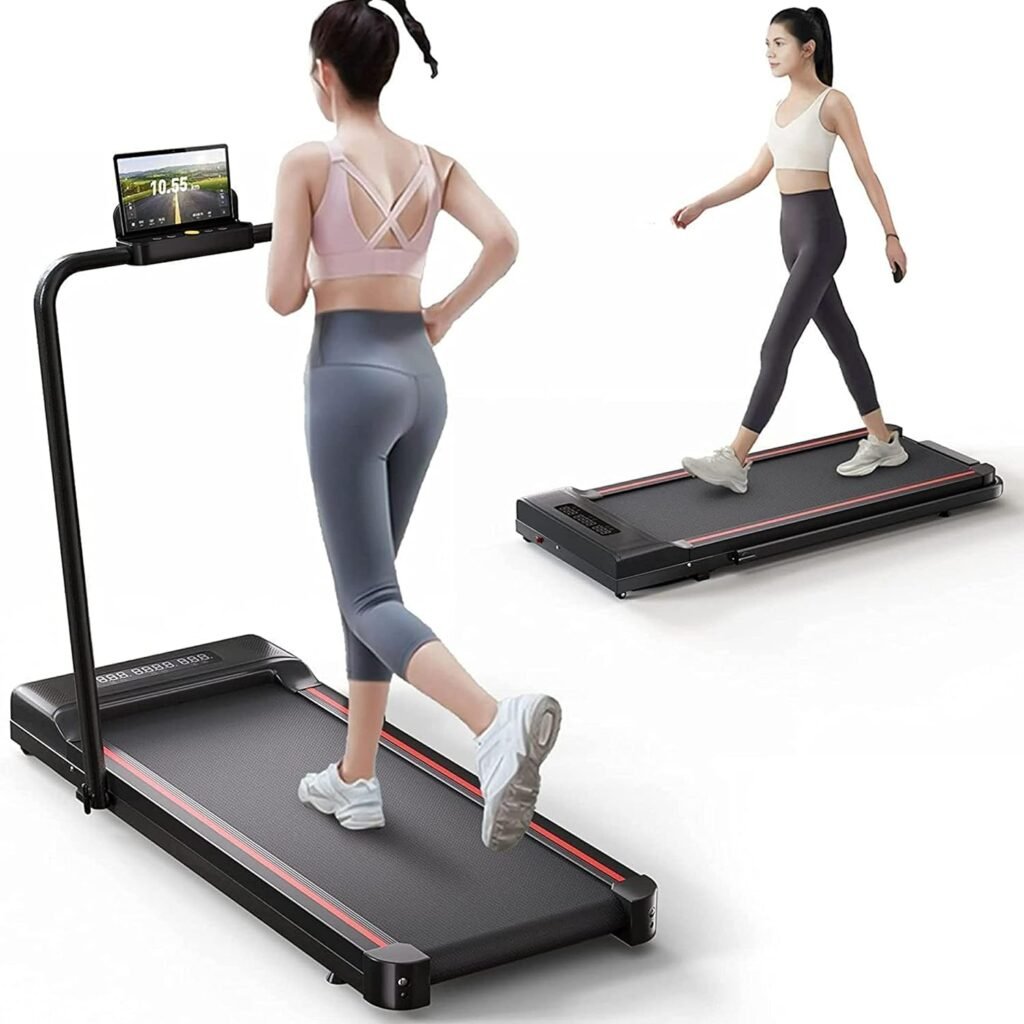 Treadmill-Walking Pad-Under Desk Treadmill-3 in 1 Folding Treadmill-Treadmills with Handle Bar for Home-Black Red