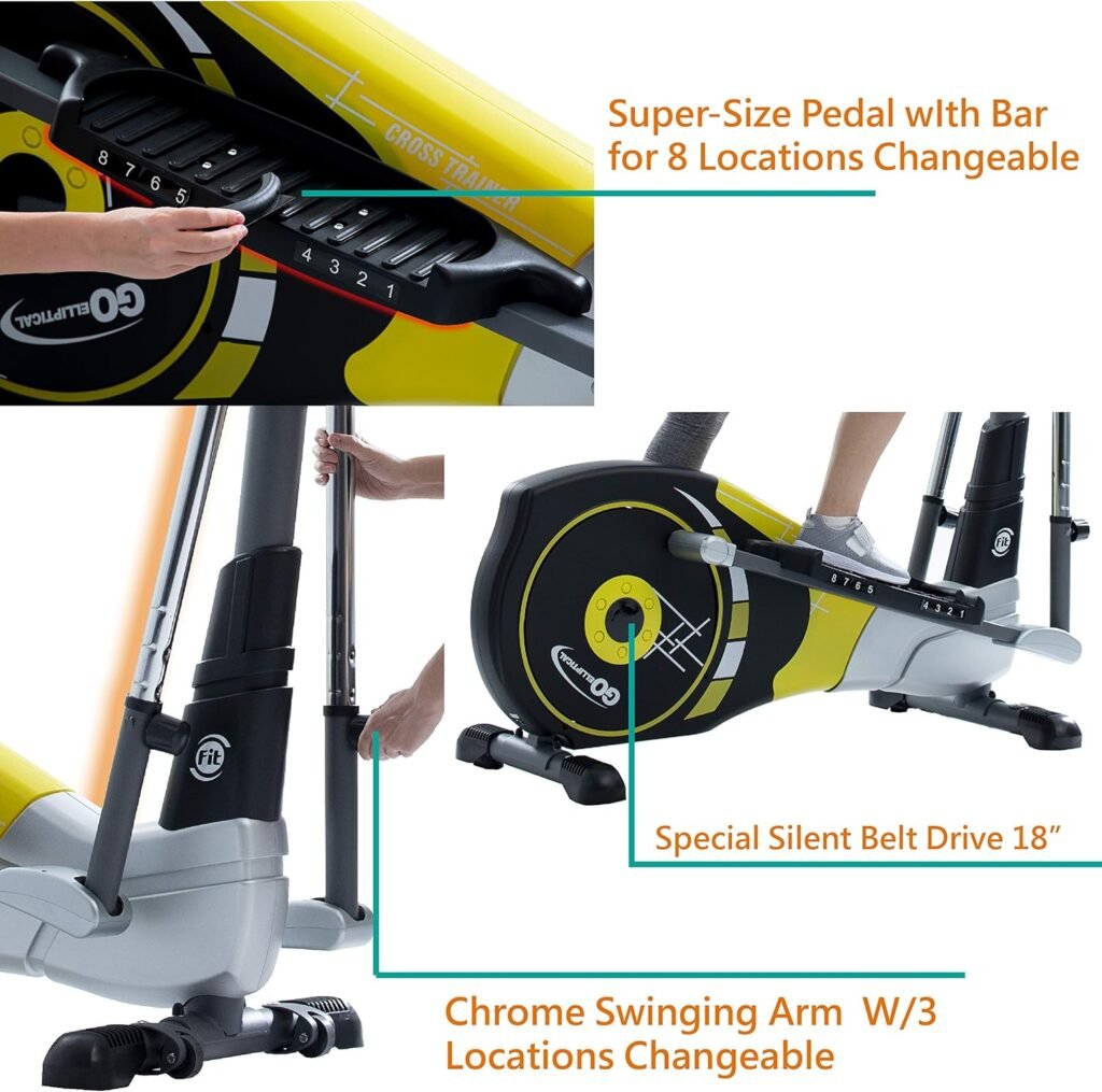 V-450X Standard Stride 18” Programmable Elliptical Exercise Cross Trainer with Adjustable Arms and Pedals and HRC Control Program for Cardio Fitness Strength Conditioning Workout