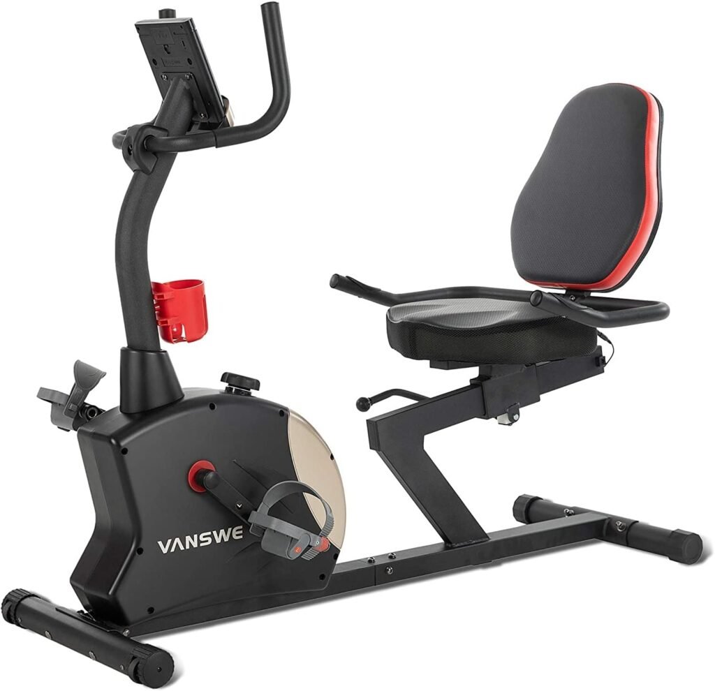 VANSWE Recumbent Exercise Bike for Seniors, Recumbent Bike for Home, Recumbent Stationary Bike with Smart App, LED Monitor, Heart Rate Handle, Magnetic Resistance