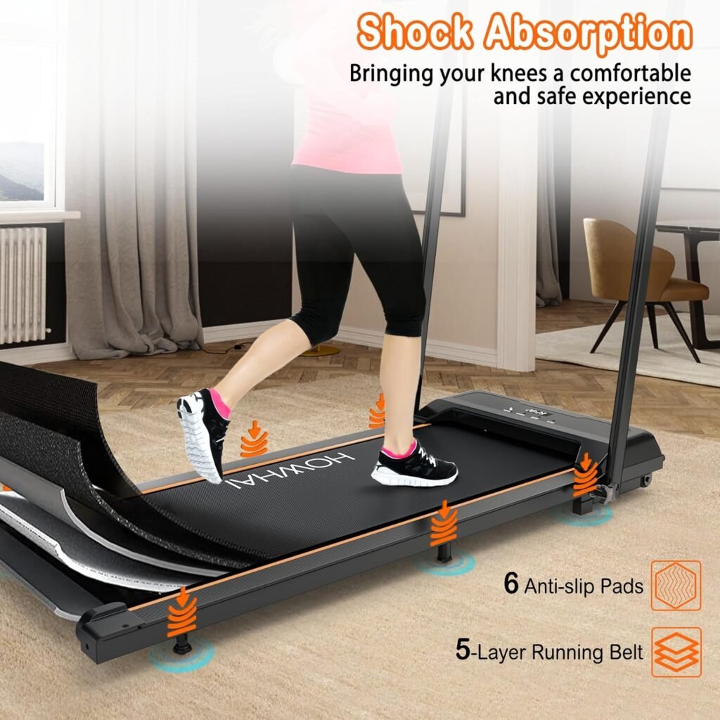 Walking Pad Treadmill, Walking Pad with Handle Bar, Foldable Treadmill, Under Desk Treadmill, 6.2-7.6 MPH Running Pad with Remote Control and LED Display, Treadmills for Home Office Use