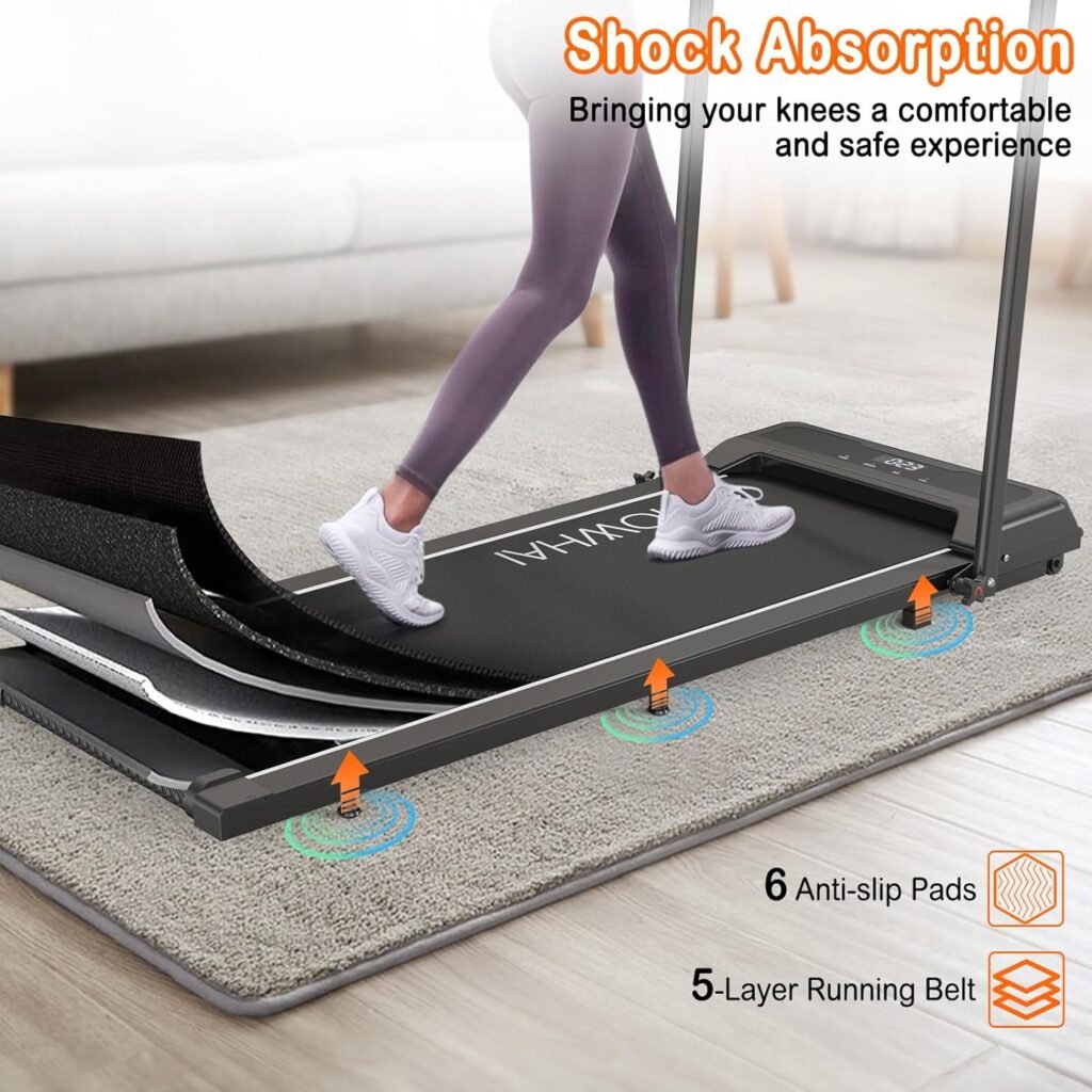 Walking Pad Treadmill, Walking Pad with Handle Bar, Foldable Treadmill, Under Desk Treadmill, 6.2-7.6 MPH Running Pad with Remote Control and LED Display, Treadmills for Home Office Use