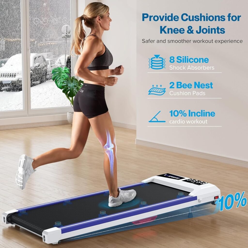 Walking Pad with Incline, Under Desk Treadmill for Home Office, 2.5HP 10% Incline Voice Control Smart Treadmills Compatible with WELLFIT KINOMAP APP for Home/Office - 300 LB Capacity