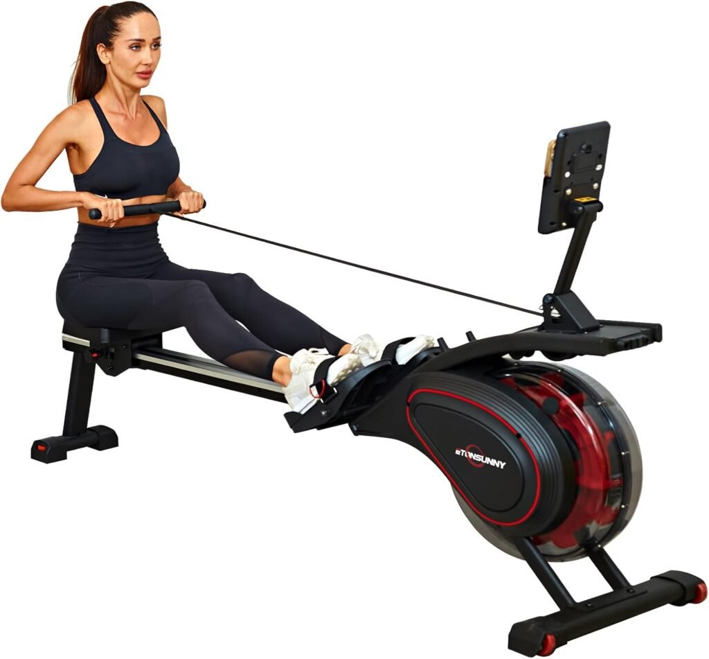 Water Rowing Machine, Vertical Tank Rowing Machines with Bluetooth, 330Lbs Weight Capacity, Rower Machine for Home Use with App Compatible and LCD Digital Monitor