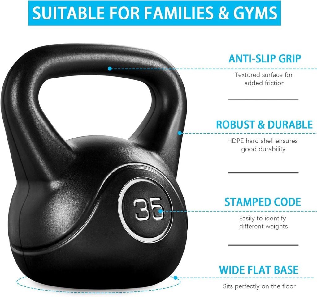 Yaheetech 6pcs Kettlebell Set HDPE Coated Kettlebells Weight Sets 5LB, 10LB, 15LB, 20LB, 25LB, 35LB Kettlebells for Home Fitness Gym