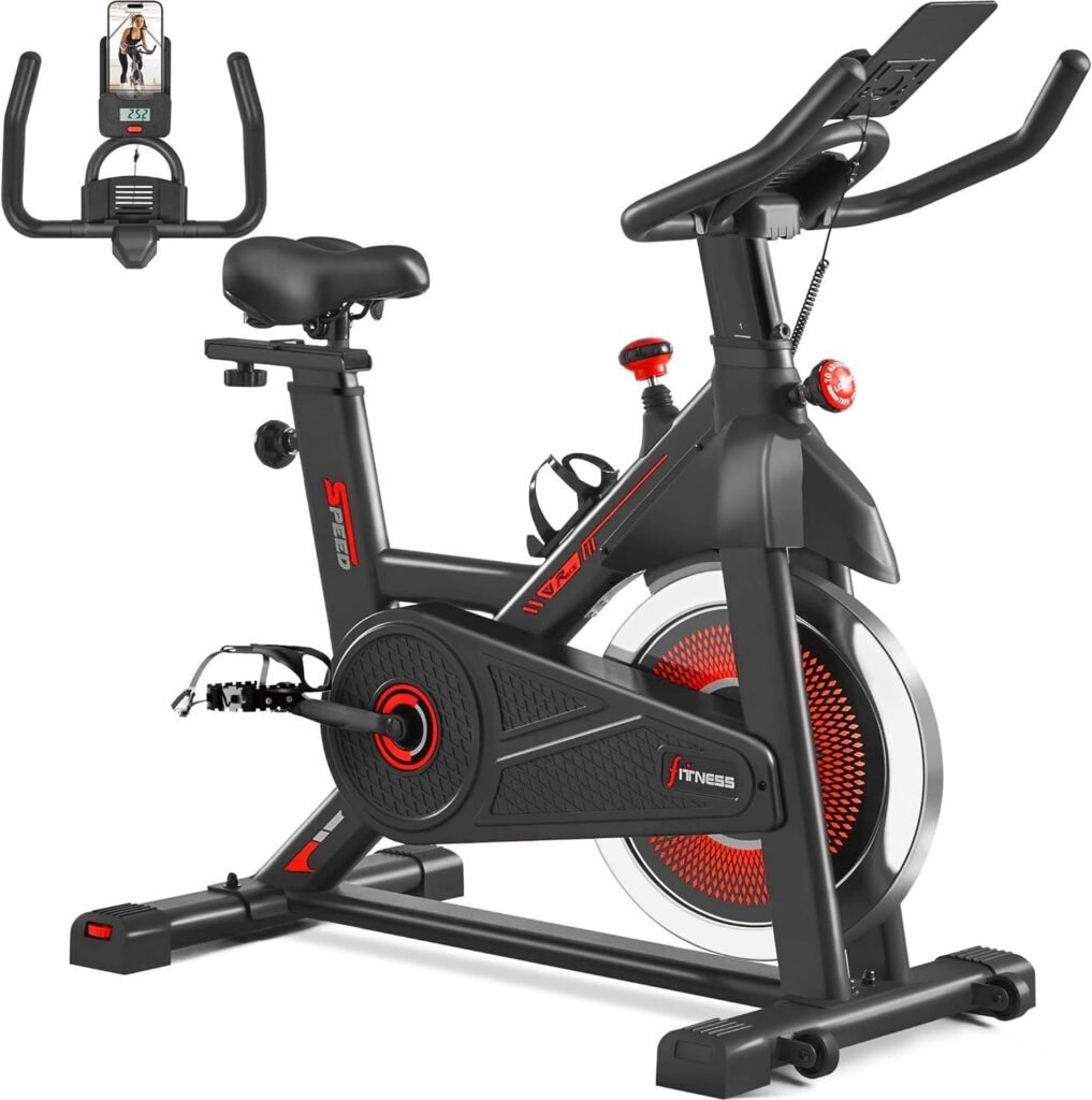 Yaheetech Exercise Bike Stationary Bikes for Home Cardio Equipment for Home Gym Bike Workout Machine with Flywheel, Adjustable Resistance, Seat Cushion and LCD Display, 243lb Weight Capacity
