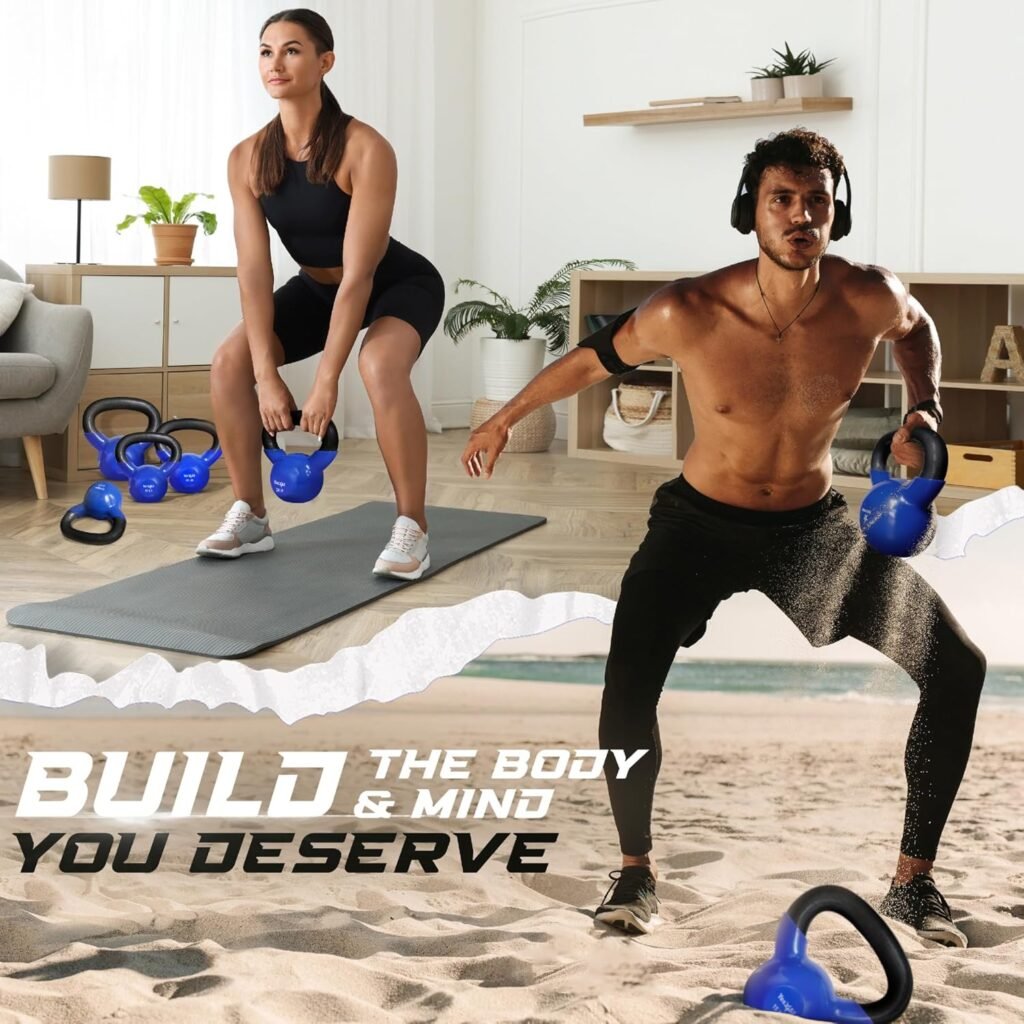 Yes4All Combo Kettlebells Vinyl Coated Weight Sets Great for Full Body Workout Equipment Push up, Grip Strength and Strength Training, Dumbbell Weights Exercises