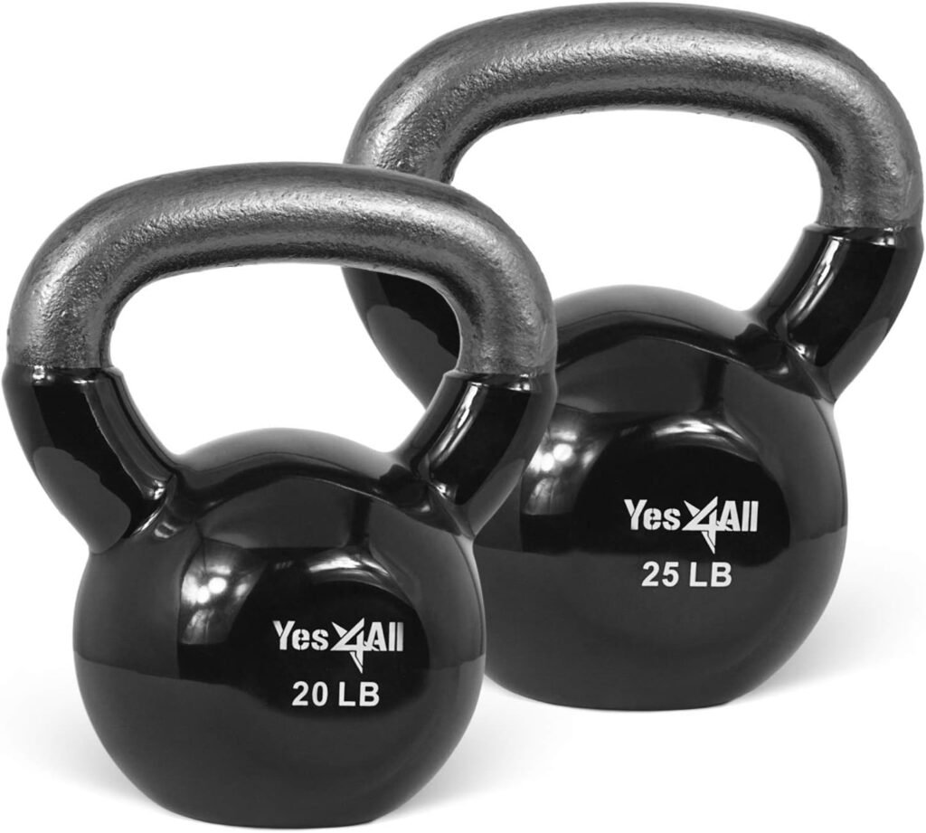 Yes4All Combo Kettlebells Vinyl Coated Weight Sets Great for Full Body Workout Equipment Push up, Grip Strength and Strength Training, Dumbbell Weights Exercises