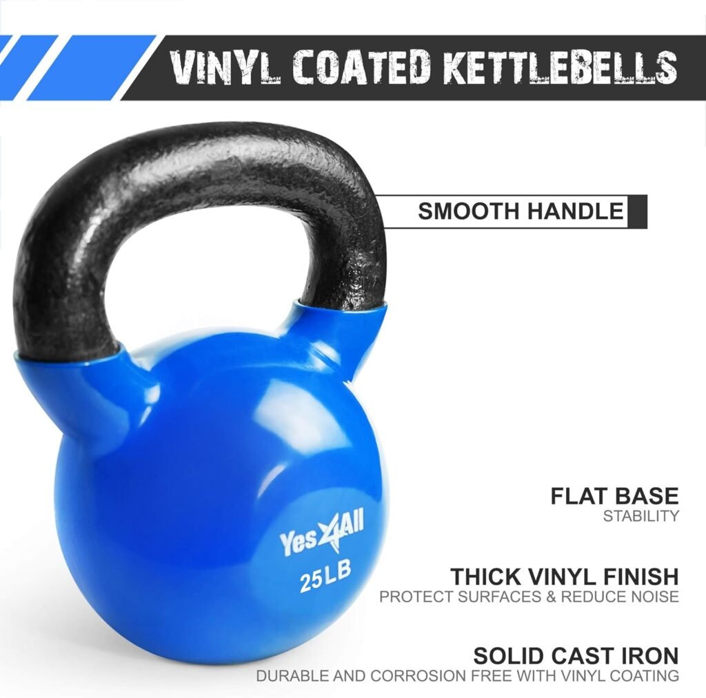 Yes4All Combo Kettlebells Vinyl Coated Weight Sets Great for Full Body Workout Equipment Push up, Grip Strength and Strength Training, Dumbbell Weights Exercises