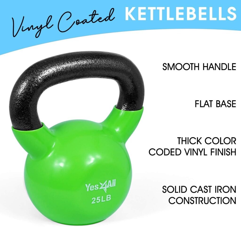 Yes4All Combo Kettlebells Vinyl Coated Weight Sets Great for Full Body Workout Equipment Push up, Grip Strength and Strength Training, Dumbbell Weights Exercises