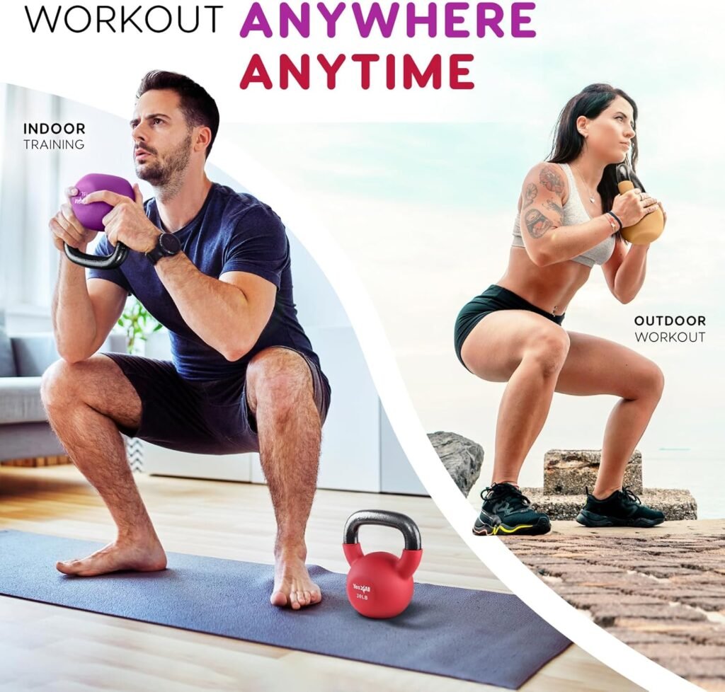 Yes4All Neoprene Coated  Kettlebell Sets - Hand Weights for Home Gym  Dumbbell Weight Set training 50 lb
