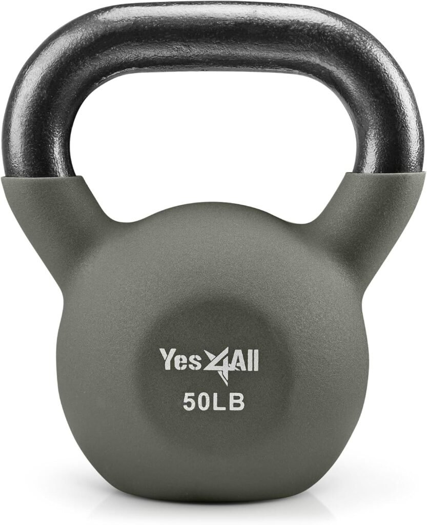 Yes4All Neoprene Coated  Kettlebell Sets - Hand Weights for Home Gym  Dumbbell Weight Set training 50 lb