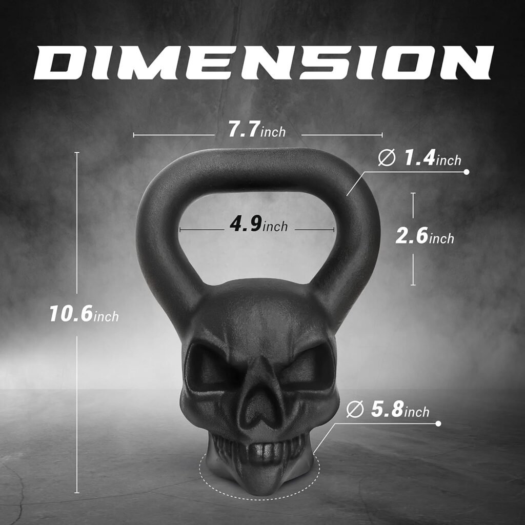 Yes4All Skull Kettlebells 25, 35 lbs - Cast Iron Kettle Bell with Anti Slip Powder Coated Handle - Strength Training Kettlebells for Weightlifting, Conditioning  Cross Training